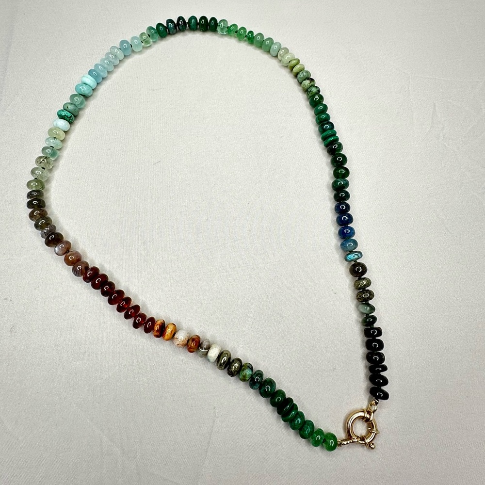 Encirkled Jewelry Camo Semiprecious Beaded Necklace 24”